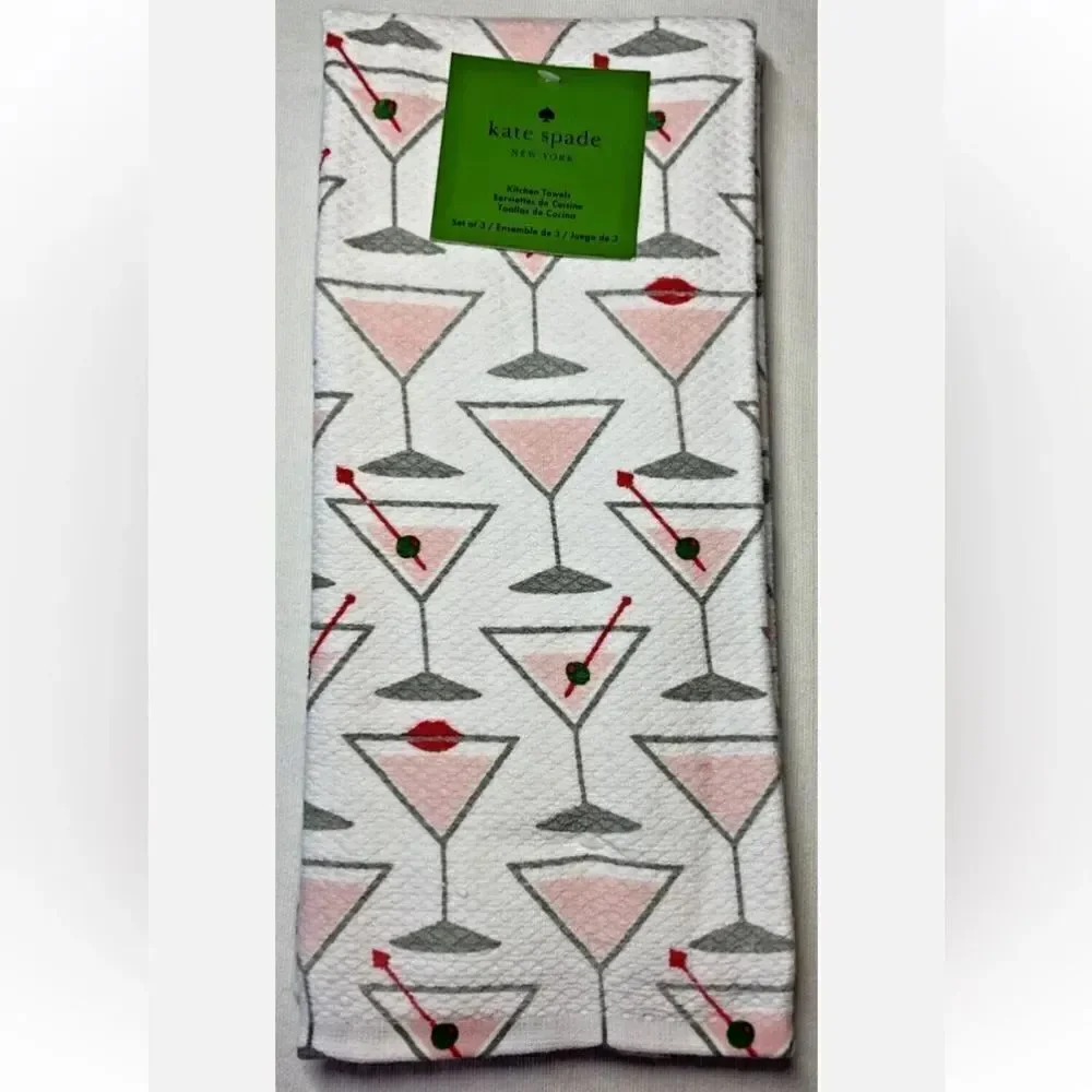 Kate Spade Dish Towels Set of Three in Martini Print!